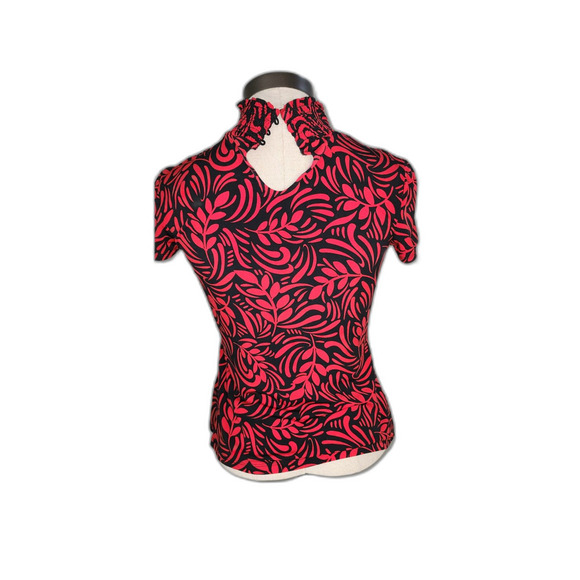 Style & Co. Red & Black Short Sleeve Mock Turtleneck Top Size S - Picture 5 of 9